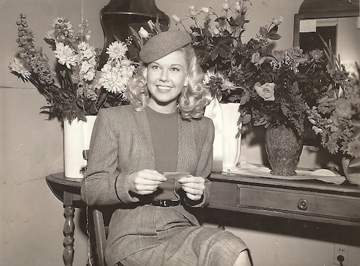 Doris in her dressing room on the first day of shooting her first movie, 